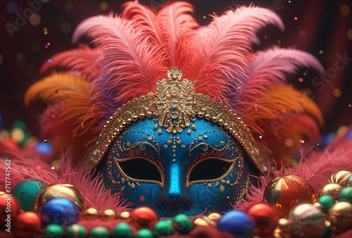 Mardi Gras Mask: A Colorful and Festive Face Mask for the Celebration Generative AI © Mandeep