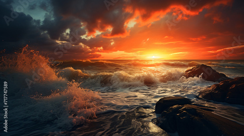 Beautiful sunset over the sea © Cybonad
