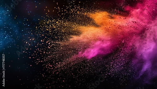 Colorful Background: Powder is Suspended in the Air on Bla