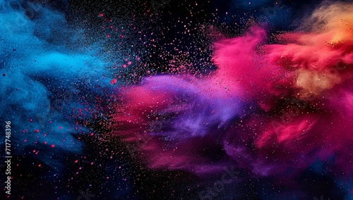 Colorful Background  Powder is Suspended in the Air on Bla
