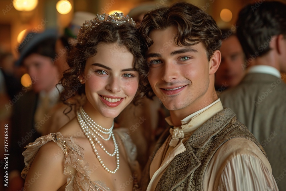 A Couple's Smile for the Camera: A Candid Moment at a Wedding Generative AI A Couple's Smile for the Camera: A Candid Moment at a Wedding Generative AI