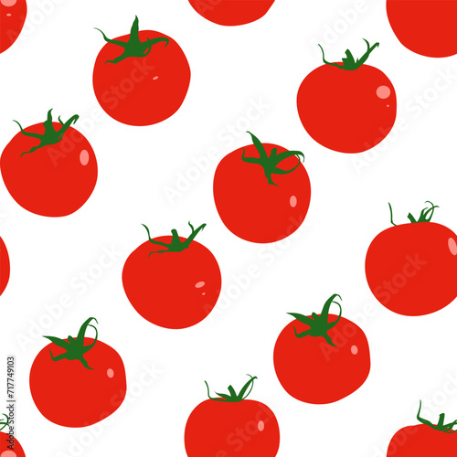 Tomatoes vector cartoon seamless pattern background for wallpaper, wrapping, packing, and backdrop.