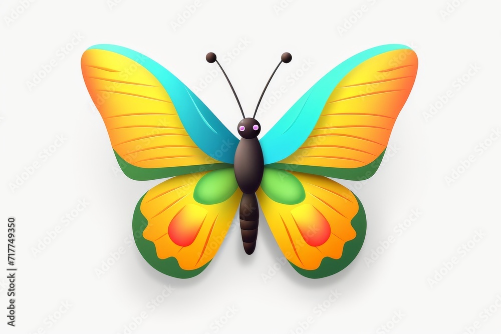 Illustration of Colorful 3d butterfly icon on white background Illustration of Colorful 3d butterfly icon on white background