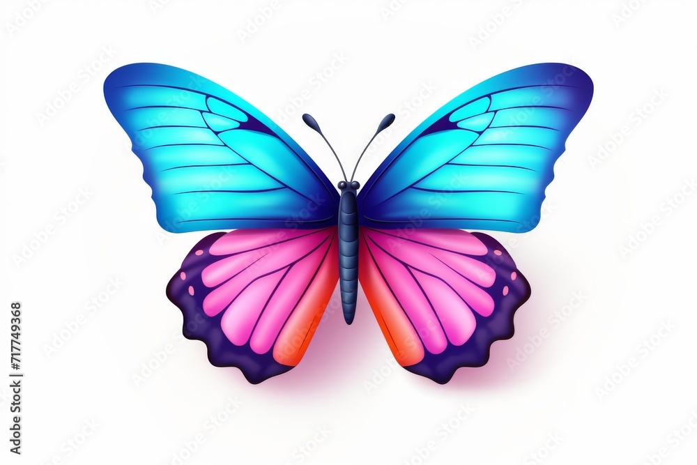 Obraz premium Illustration of Colorful 3d butterfly icon on white background