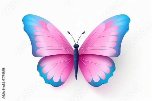 Illustration of Colorful 3d butterfly icon on white background © Tixel