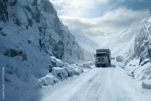 Cargo truck in snowy mountain pass © Michael Böhm