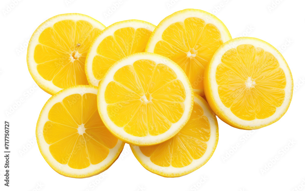Fresh Citrus Lemon Slices on Transparent Background