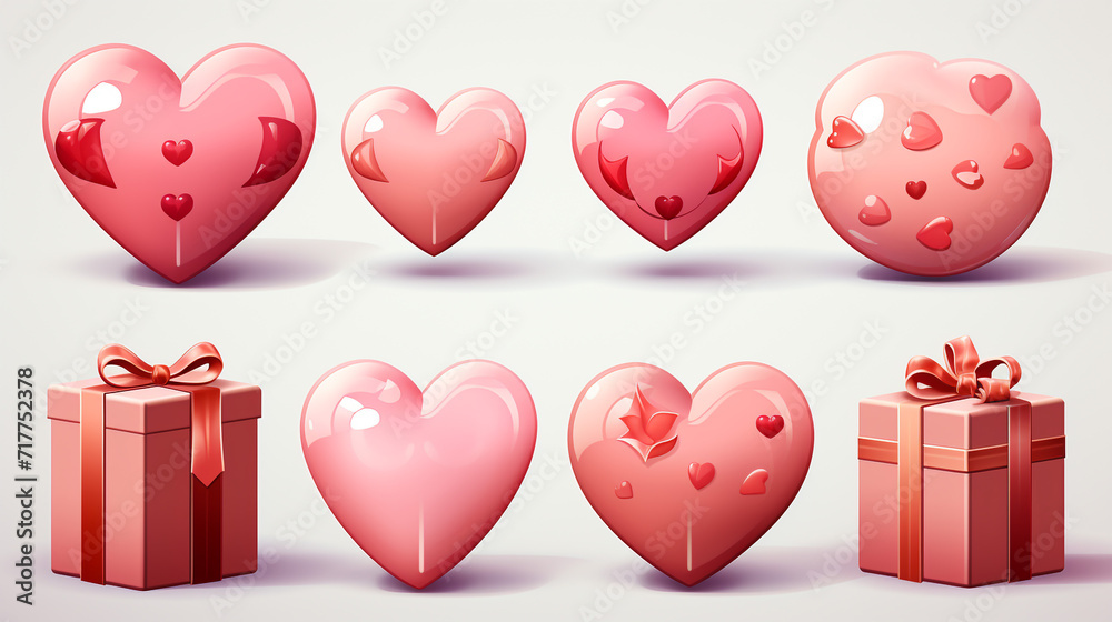 Love 3d icon set Valentines Day Romance. Romantic