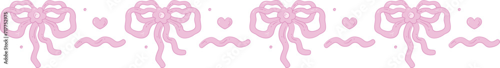 Cute Aesthetic Ribbon Flower with Hearts Border Illustration Element Decoration Pattern Cute Aesthetic Ribbon Flower with Hearts Border Illustration Element Decoration Pattern