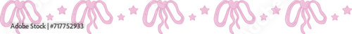 Cute Aesthetic Coquette Ribbon with Stars Border Illustration Element Decoration Pattern
