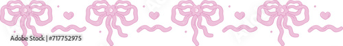 Cute Aesthetic Ribbon Flower with Hearts Border Illustration Element Decoration Pattern