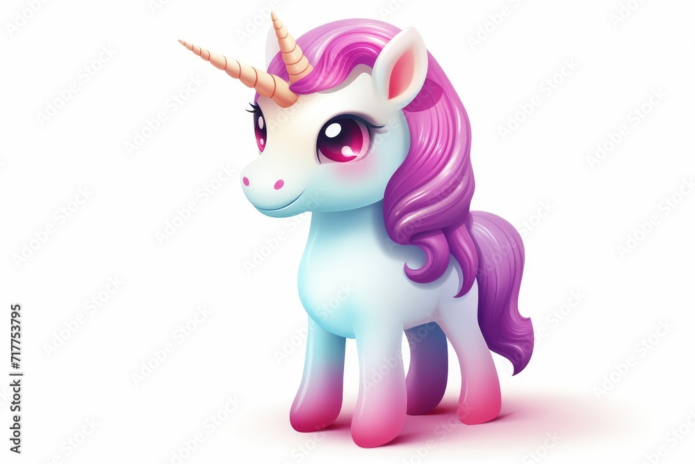 3d cute unicorn icon vector illustration on white background