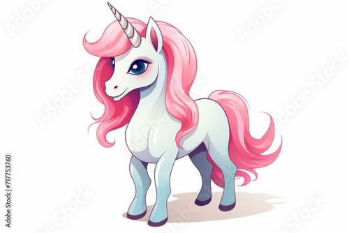 3d cute unicorn icon vector illustration on white background