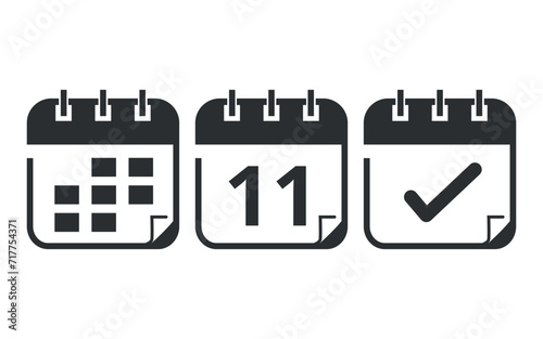 Hollow calendar flat icons isolated on transparent background. Calendar vector illustration with specific day, day 11 for websites, blogs and graphic resources.