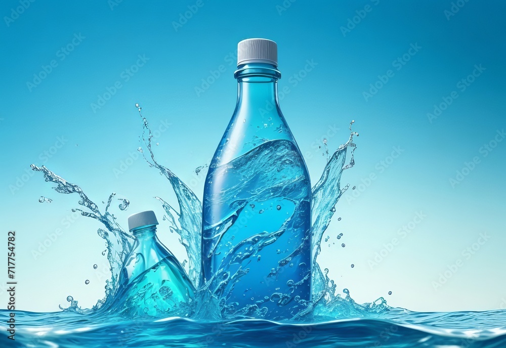 Advertisin illustration of plastic bottle in b Advertisin illustration of plastic bottle in b