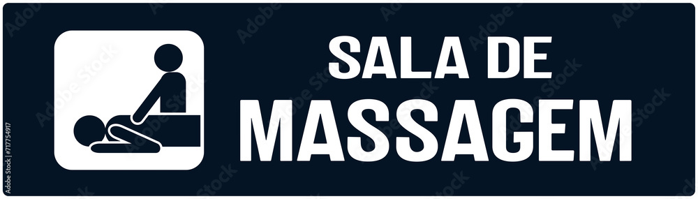 A sign that says in portuguese language : massage room A sign that says in portuguese language : massage room