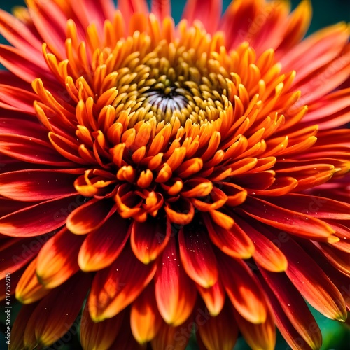 Orange chrysanthemum flower with white middle. Made by AI