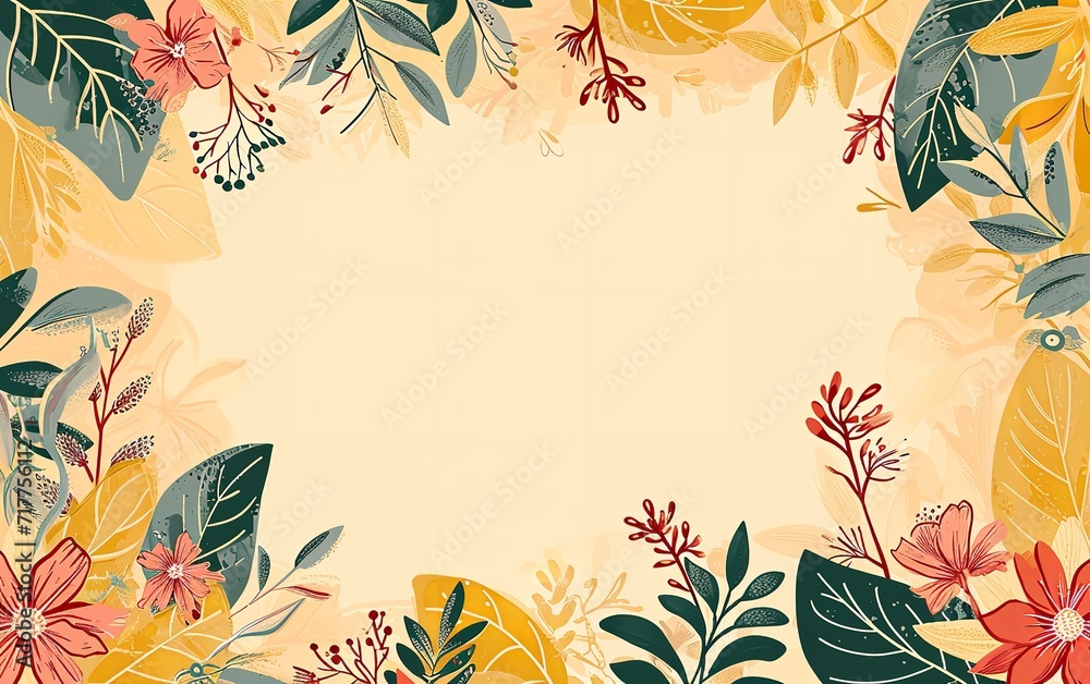 Illustration of Colorful Leafy Frame in the
