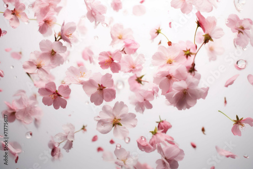 a white background showing petals falling down