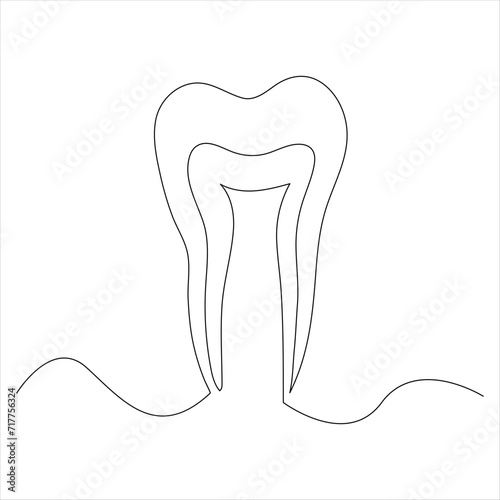 Continuous one line drawing of teeth line art drawing vector illustration