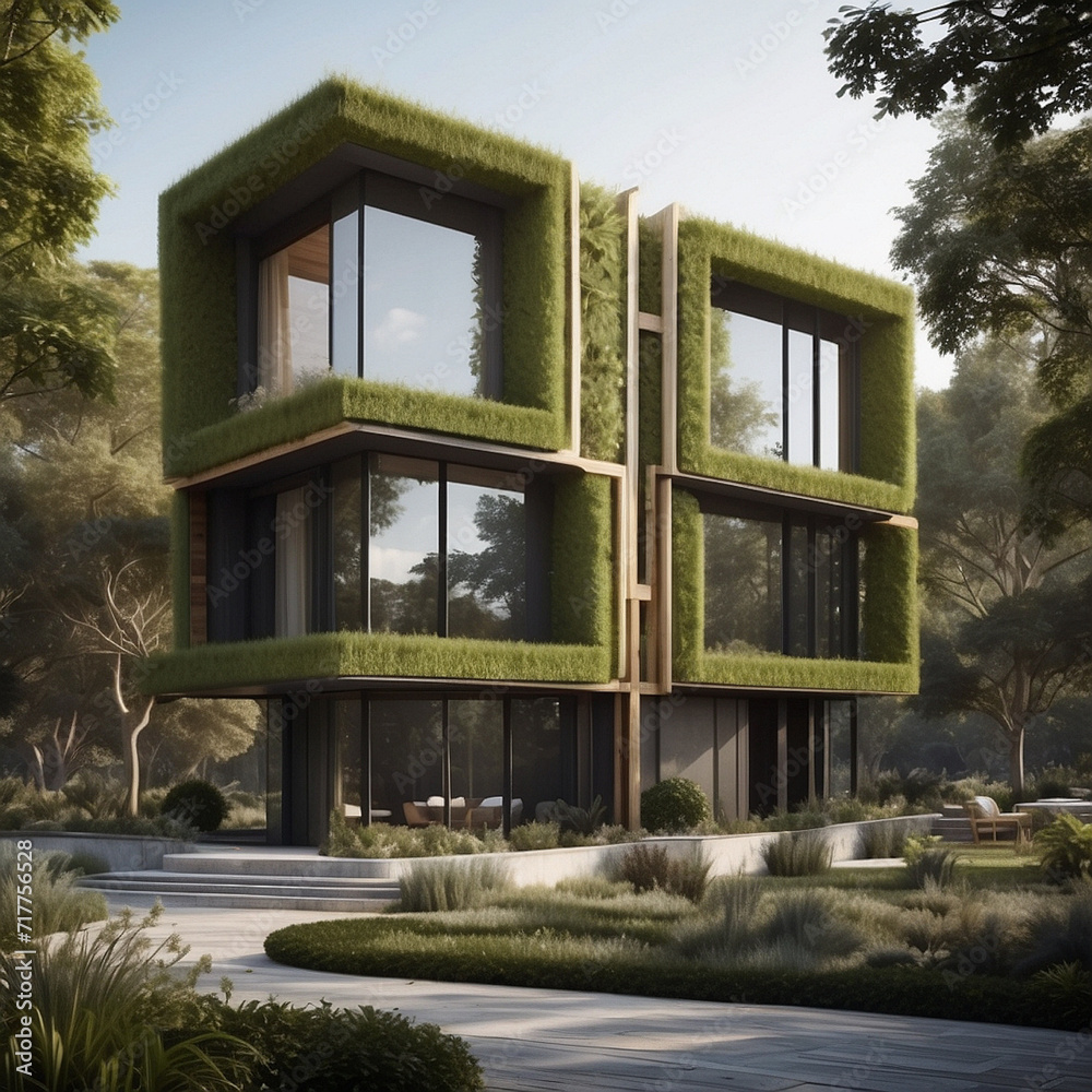 Craft eco-friendly architecture. Leverage AI for sustainable designs ... - Eco-Friendly Abstract Architecture