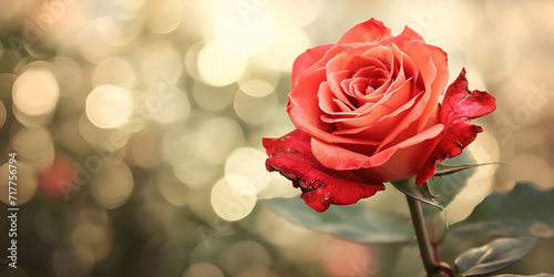 Red Rose symbolize  love language  Cheers to a decade filled with love  Happy tenth wedding  anniversary  Valentines  Mothers day  anniversary concept bokeh background  