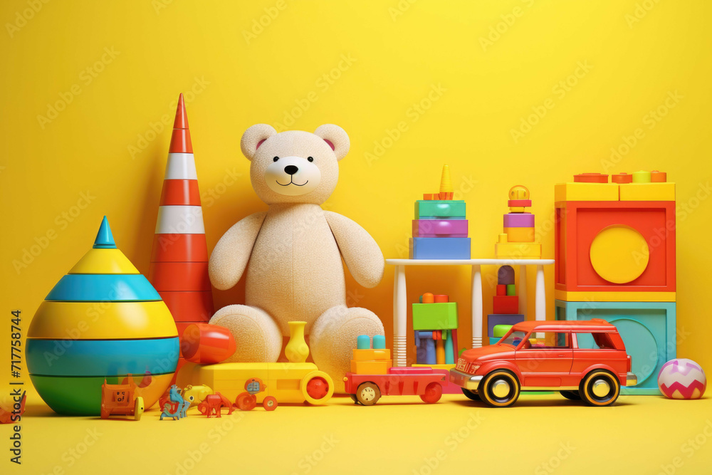 a colorful set of drawings of children's toys a colorful set of drawings of children's toys