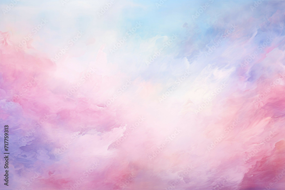 a watercolor background with blue and pale pink clouds