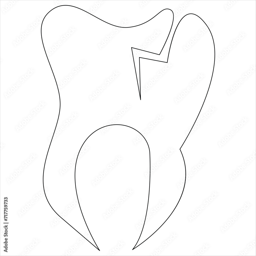 Continuous one line drawing of teeth line art drawing vector illustration