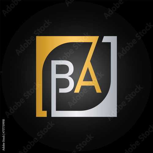 BA Logo Design Template Vector With Square Background.