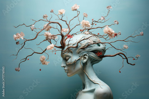 an image of a woman's brain in a tree