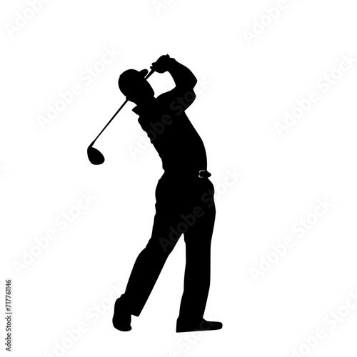 Golf Player Black and White Silhouette Vector SVG Laser Cut Print Generative AI