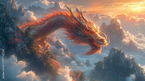Dragon's Den: A Fantasy World of Fire and Clouds Generative AI © Aryan