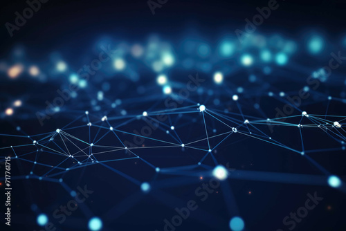 blue interconnected network with light background and dots