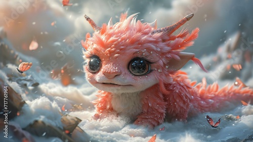 Furry Fashion: Pink and Orange Eye-Catching Creatures Generative AI
