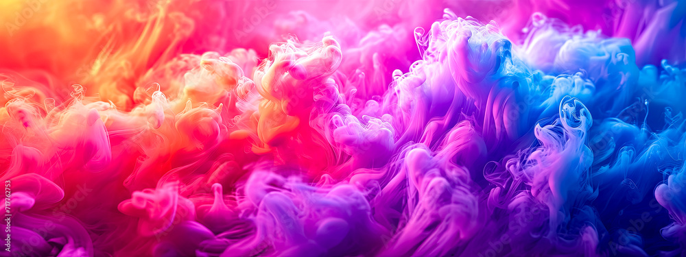 Vibrant plumes of pink and blue smoke swirling together in an ethereal dance. Vibrant plumes of pink and blue smoke swirling together in an ethereal dance.