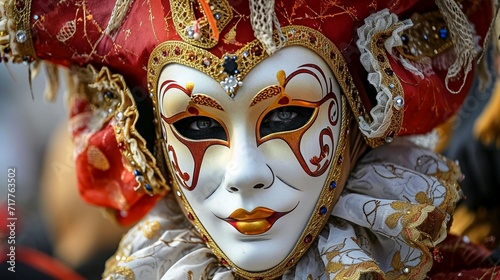 Ornate Vintage Venetian Masquerade: Captivating Carnival Mask from Venice, Italy