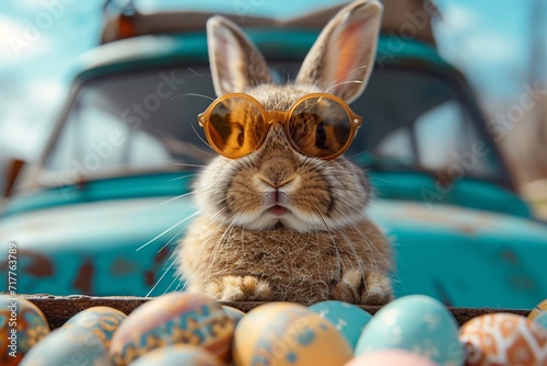 Bunny Bling: Sunglasses and Easter Eggs Generative AI