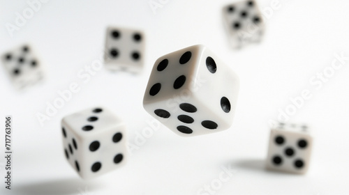 casino dice falling on white background