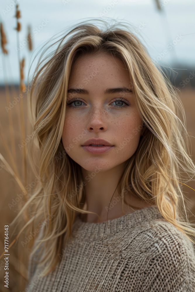 Close up portrait of woman with natural light outdoors Close up portrait of woman with natural light outdoors