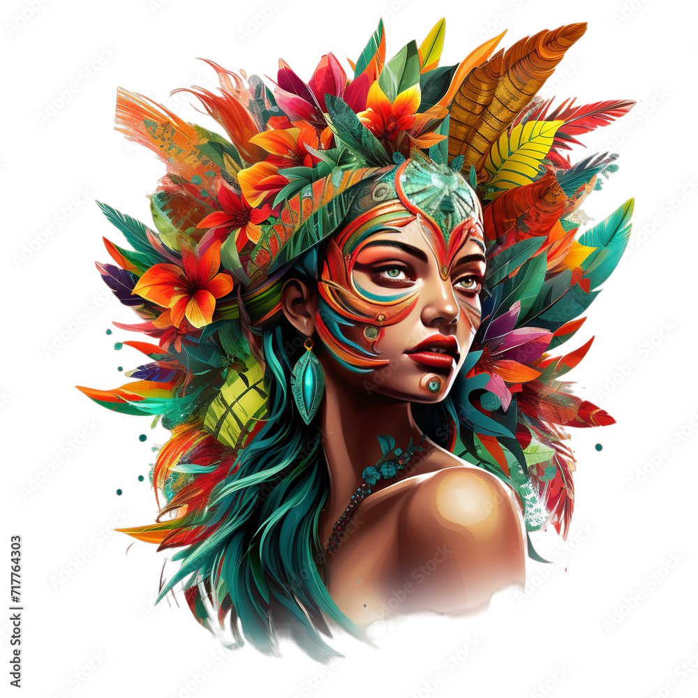 Brazilian carnival - dancer woman at brazilian carnival for celebration,  Generative ai