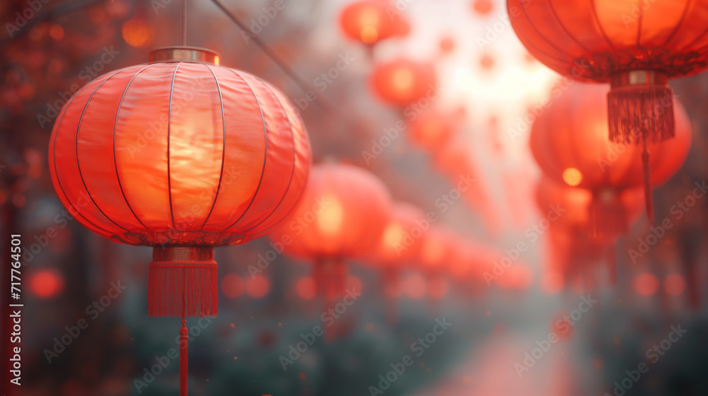 Chinese lamps in the street concept