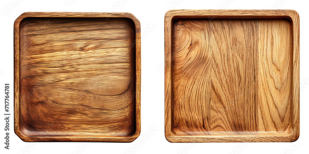 Wooden Tray Set Isolated on Transparent or White Background, PNG Wooden Tray Set Isolated on Transparent or White Background, PNG