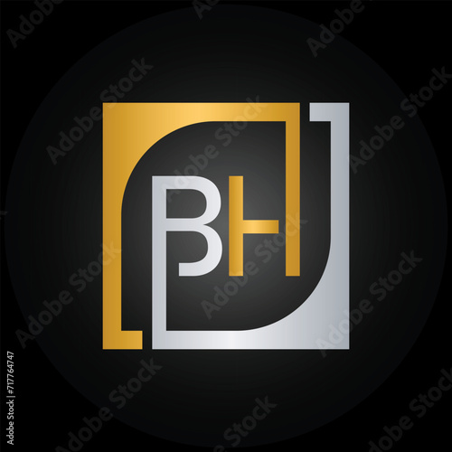 BH Logo Design Template Vector With Square Background.