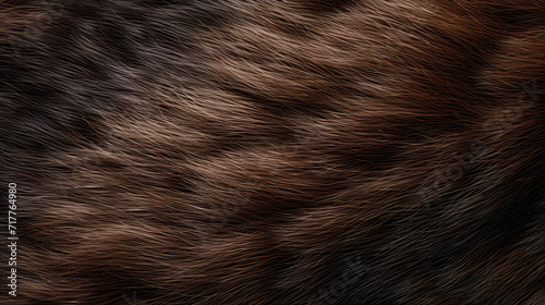 texture of long brown natural luxurious fur closeup
