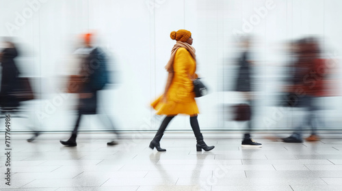 People walking motion blur
