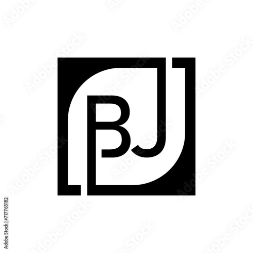 BJ Logo Design Template Vector With Square Background.