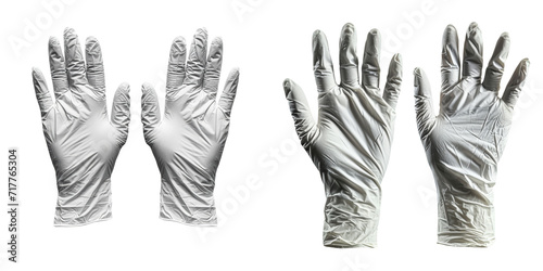 Pair of Surgical Gloves Isolated on Transparent or White Background, PNG