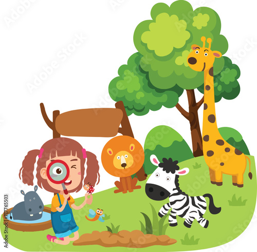 Zoo Animals vector illustration art photo