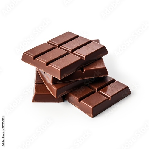 A pieces of chocolate bar side view isolated on a white background